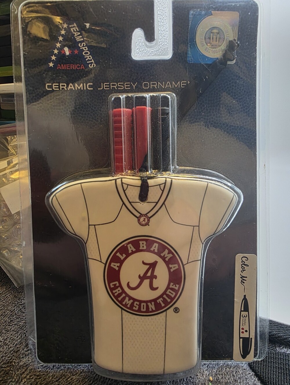 Alabama Crimson Tide Ceramic Jersey Ornament - White & Crimson